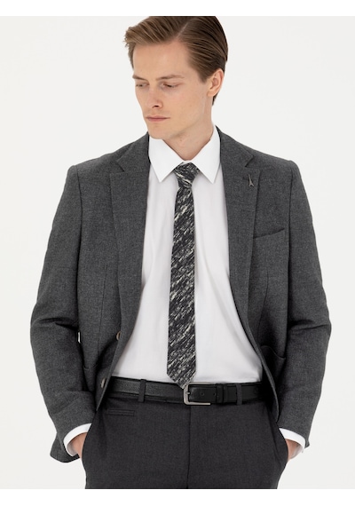 Cacharel Antrasit Slim Fit Yün Karışımlı Spor Ceket Gri