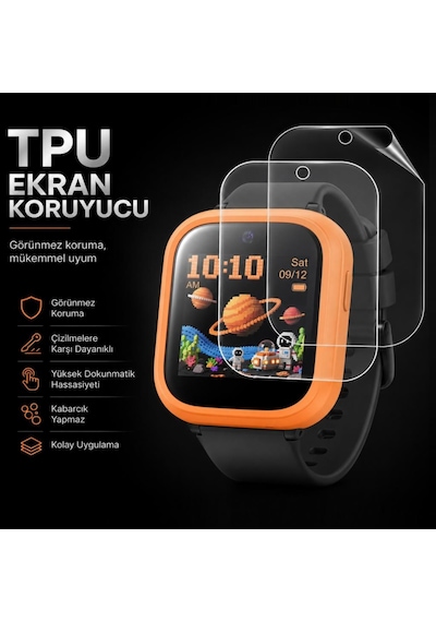 Tcl Kids Apple Watch Uyumlu K5 İle  Ekran Koruyucu Tpu, Tam Kaplayan Akıllı Çocuk Saat Koruması 2 Adet, Çizilmeye Dayanıklı Koruma Mt50v
