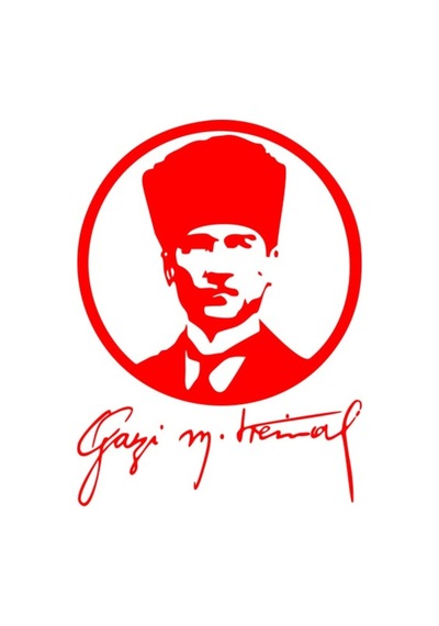 Gazi Mustafa Kemal Atatürk Oto Sticker 18 Cm Kırmızı Renk