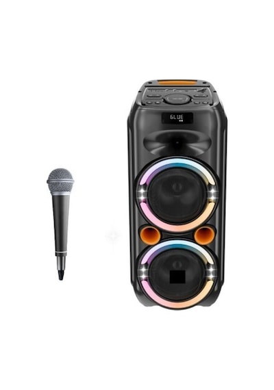 Bluetooth Hoparlör 30w 12ınç Karaoke Mikrofonlu Rgb Ledli Işıklı Parti Boy Çanta Tasarım Hoparlör