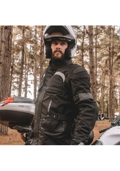 Scoyco Nf2500 Motosiklet Montu 4 Mevsim Uzun 600-d Dayanıklı Kumaş Airbag Teknelojisi Motorcu Mont Black