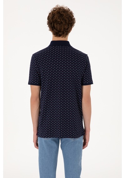 U.S. Polo Assn. Erkek Regular Fit Polo Yaka Lacivert Desenli Tişört 50299637-VR033