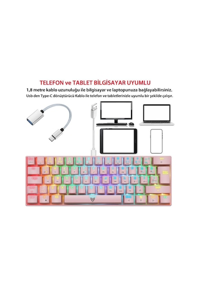 Blueforce Majesty 62 Tuşlu Red Switch RGB Mekanik Mini Oyuncu Klavye