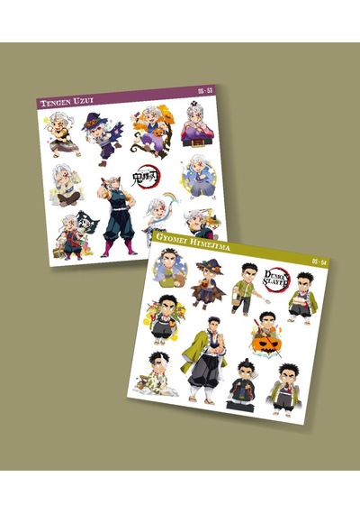 Gyomei Himejima -tengen Uzui-demon Slayer Parlak Kağıt 2 Li Set Anime Sticker Çıkartma-kimetsu No Yaiba Yeşil