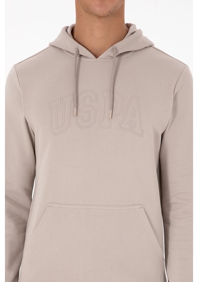U.S. Polo Assn. Erkek Regular Fit Kapüşonlu Taş Basic Sweatshirt 50315663-VR049