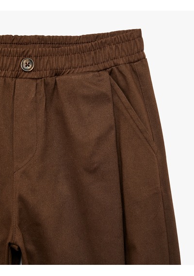 Koton Balon Pantolon Oversize Pile Detaylı Pamuklu Kahverengi 7wkb40015tw Kahve