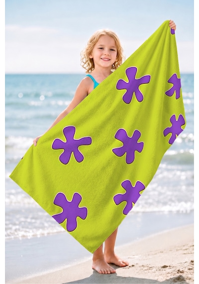 Soyut Retro Modern Plaj Havlu Örtüsu - Neon Sarı Mor Pop Art Hızlı Kuruyan Mikrofiber Havlu Örtü Sessiz Yosun