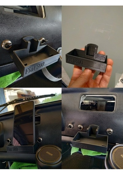 Fiat 500 Saklama Kutusu Telefon Tutacağı Siyah
