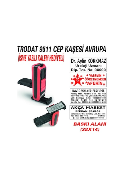 Trodat 9511 Cep - Firma - Ofis - Şirket - Doktor - Avukat Kaşesi N11.24813