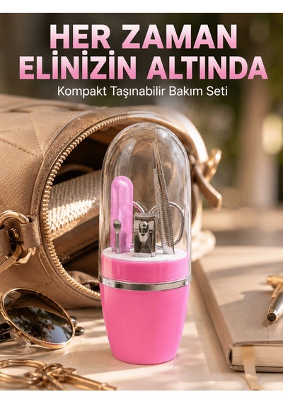 Pembe - 350 - Manikür Pedikür Bakım Seti Cımbız Tırnak Makası - Csmo-tex - Makas Törpü