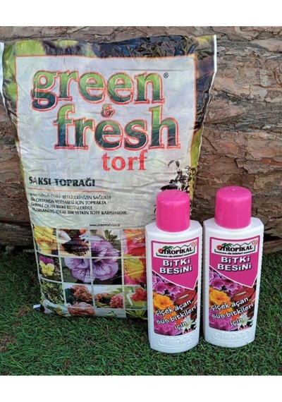 Tropikal Bitki Besini 2x225 Ml + 3 Lt Çiçek Toprağı, Çiçek Açan Bitkilere Özel Sıvı Gübre Seti