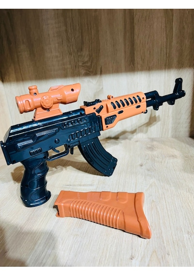 Boncuklu Oyuncak Tüfek 55 Cm 2 Adet Ak47+21 Paket Plastik Boncuk