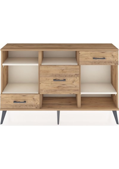 Arges Konsol 4 Raflı 3 Çekmeceli 132x30x83 Çam-aytaşı/çam Aytaşı/çam