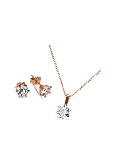 Argentum Concept - Gümüş Rose Tek Taş Set
