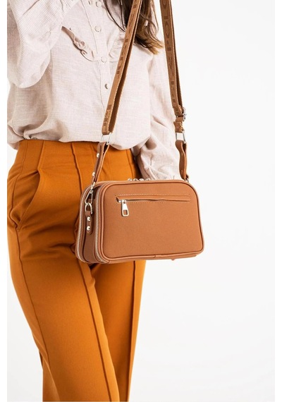 Just Polo Kadın Taba 5 Bölmeli Omuz Ve Çapraz Askılı Çantası-bd6000