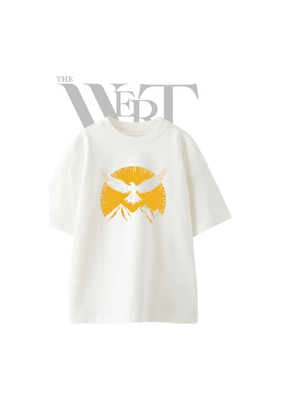 Thewert Eagle Mountains Tasarım Baskılı Ünisex Beyaz Oversize T-shirt