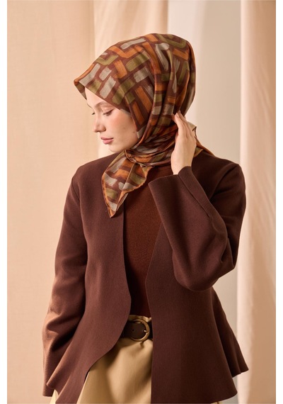 Silk Home Soft Eşarp 73096-08 Kahverengi, Haki, Koyu Turuncu, Gri