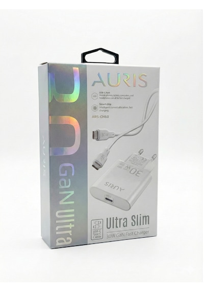 Auris Ars-ch60 30w Ultra Slim Gan Hızlı Şarj Adaptörü + Type-c Kablo 30w Slim Adaptör + 1m Kablo Auris Ars-ch60 30w Ultra Slim Gan Hızlı Şarj Adaptörü + Type-c Kablo 30w Slim Adaptör + 1m Kablo