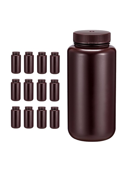 Borox HDPE Amber Plastik Şişe 1000ml - Vida Kapaklı - 12 Adet