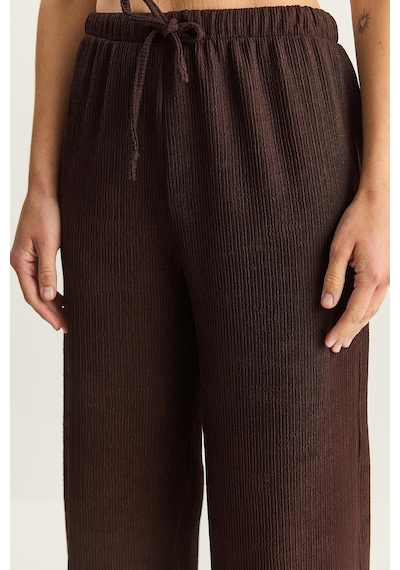 Shade Kadın Geniş Paça Krinkıl Örme Pantolon 4108 60283847 - Kahverengi