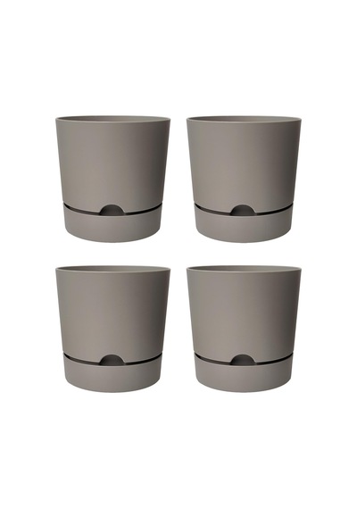 Toxa Begonya Saksı Tabaklı Drenajlı Mat Plastik Çiçek Saksısı 4 Adet, 3,3 Litre, 18cm, Bej
