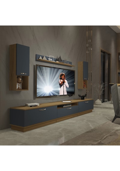 Decoraktiv Trendstyle 270da Mdf Tv Ünitesi Tv Sehpası - Pera Antrasit Antrasit - Açık Ceviz Decoraktiv Trendstyle 270da Mdf Tv Ünitesi Tv Sehpası - Pera Antrasit Antrasit - Açık Ceviz