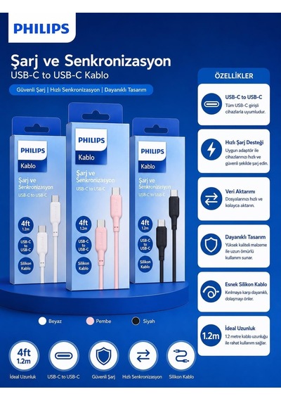 Usb-c Usb-c Hızlı Şarj Kablosu, 60w Pd, 1.2 Metre, Silikon Kaplama Pembe