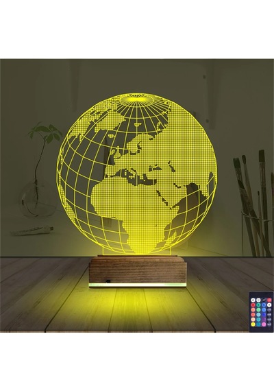 Luvivia Dünya Globe 3d Lamba - Masa Gece Lambası Şeffaf