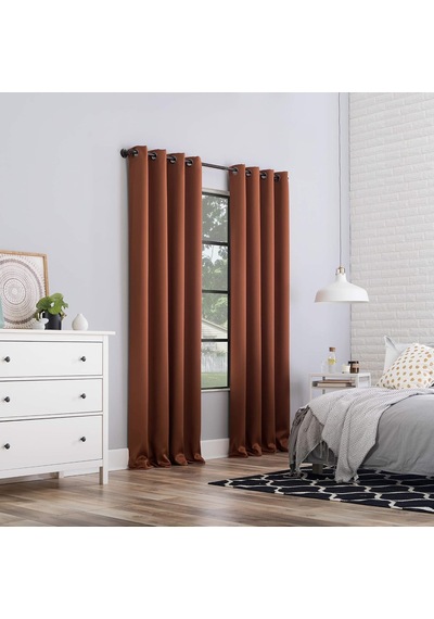 Nordic 2'li Paket Tiyatro Sınıfı Extreme Total Blackout Gromet Perde Panel Çifti, 132 Cm X 160 Cm, Terakota
