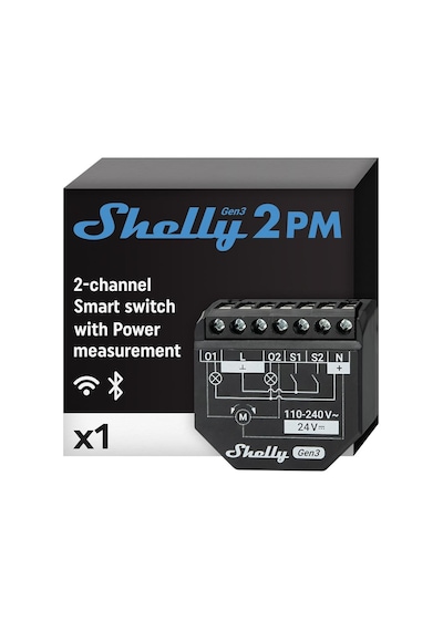 Shelly 2pm Gen3 Enerji Ölçümlü 2 Kanallı Akıllı Röle