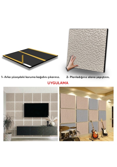 Tink Kendinden Yapışkanlı Akustik Ses Ve Isı Yalıtım Paneli Keçe Dekota Leopar Desenli Ekru 49x49 Cm
