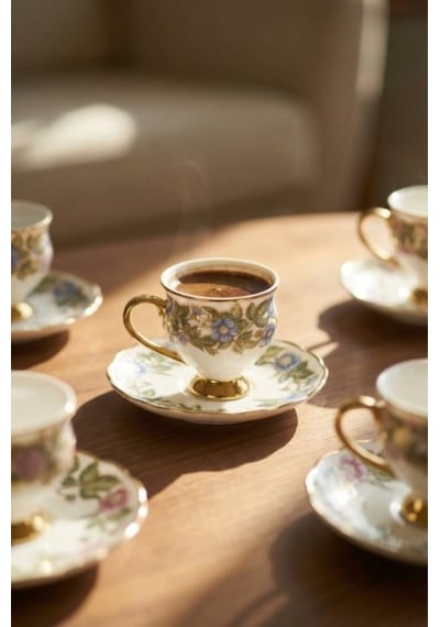 Acar Diva 6 Kişilik Kahve Fincan Takımı 90 Ml Mavi