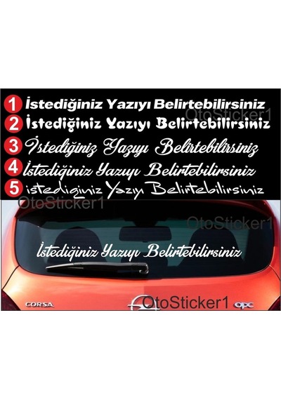 İsteğe Bağlı Arka Cam Özel Yazı Oto Sticker