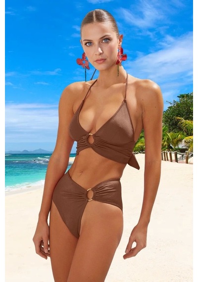 Ersefa Tasarım Bikini Takımı Klora Dayanıklı Hızlı Kuruyan Şık Detaylı Ö Kahverengi