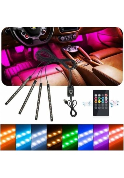 Ahmet Otomotiv Ayak Altı Led Rgb Işık Araç Içi Ve Ev Aydınlatma Sese Duyarlı 12 Led Usb Girişli