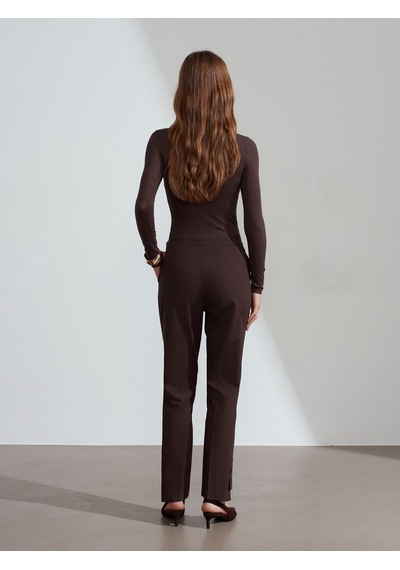 Dilvin 72258 Düğme Detaylı Pantolon-kahve Kahve