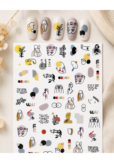 Soyut Yüz Geometrik Desen Tırnak Sticker Tırnak Etiketi Nail Art Jo-900