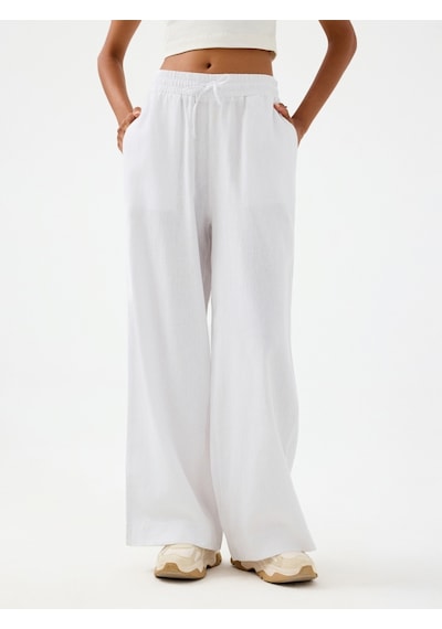 Regular Fit Kadın Pantolon Beyaz