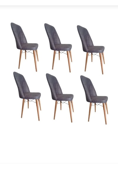 6 Kişilik Takım Mutfak Salon Sandalye Antrasit - Gri
