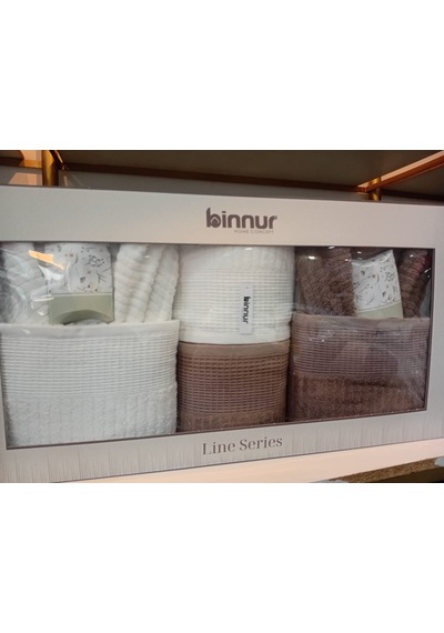Binnur Line 10 Parça Aile Bornoz Takımı / %100 Pamuk / Aile Seti / Çeyizlik / Günlük / Modern / 1.kalite Beyaz - Kahverengi Binnur Line 10 Parça Aile Bornoz Takımı / %100 Pamuk / Aile Seti / Çeyizlik / Günlük / Modern / 1.kalite Beyaz - Kahverengi