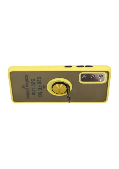 Ilkeshop Newface Samsung Galaxy Uyumlu S20 Fe Kılıf Montreal Yüzüklü Silikon Kapak - Sarı