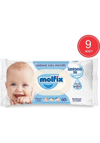 Molfix Hassas Ciltler Izotonik Sulu Mendil 9 X 60'Lı