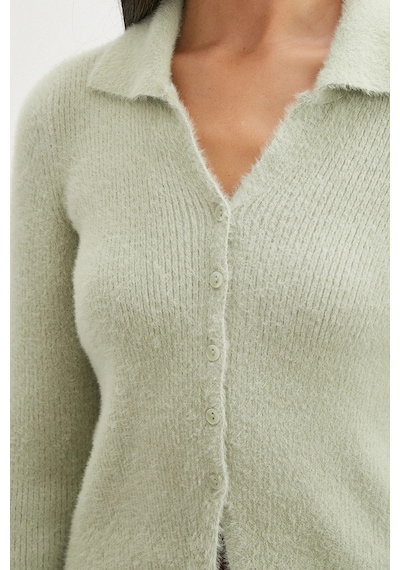 Uterpe Mint Yeşili Tüylü Crop Hırka Yeşil