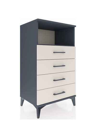 Hyperion Komodin Tek Raflı 4 Çekmeceli 60x44x106 Antrasit-aytaşı Antrasit