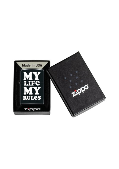 Zippo My Life My Rules - Benim Hayatım Benim Kurallarım Dizayn Çakmak Siyah