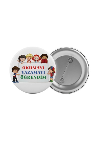 Okumayı Yazmayı Öğrendim Çanta Rozeti 20 Adet En Büyük Boy 5.8cm İğneli Broş