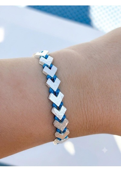 Saran Artisan Modern Geometrik Desenli Vintage El Yapımı Bileklik Lacivert