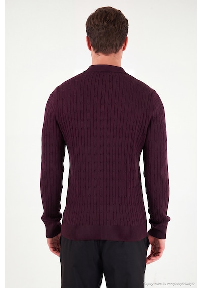 Buratti Örgü Desenli Pamuklu Düğmeli Uzun Kollu Polo Erkek Polo 7020353 Bordo Buratti Örgü Desenli Pamuklu Düğmeli Uzun Kollu Polo Erkek Polo 7020353 Bordo
