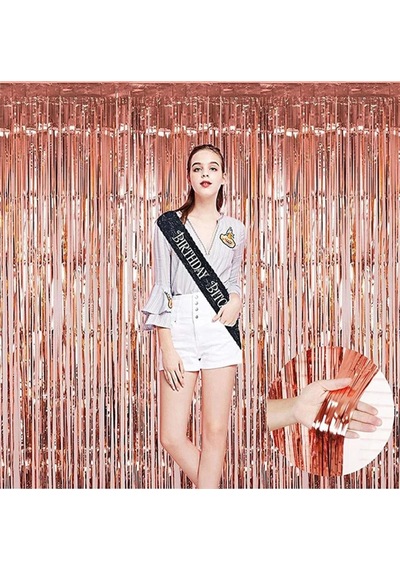 Mey İthalat Rose Gold Püsküllü Kapı Perdesi - Parti, Bekarlığa Veda, Doğum Günü 1x2 M Diğer