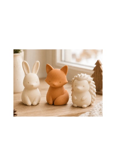 3 Parçalı Orman Hayvanları Figür Seti Tavşan Tilki Kirpi Biblo 8x6 Cm